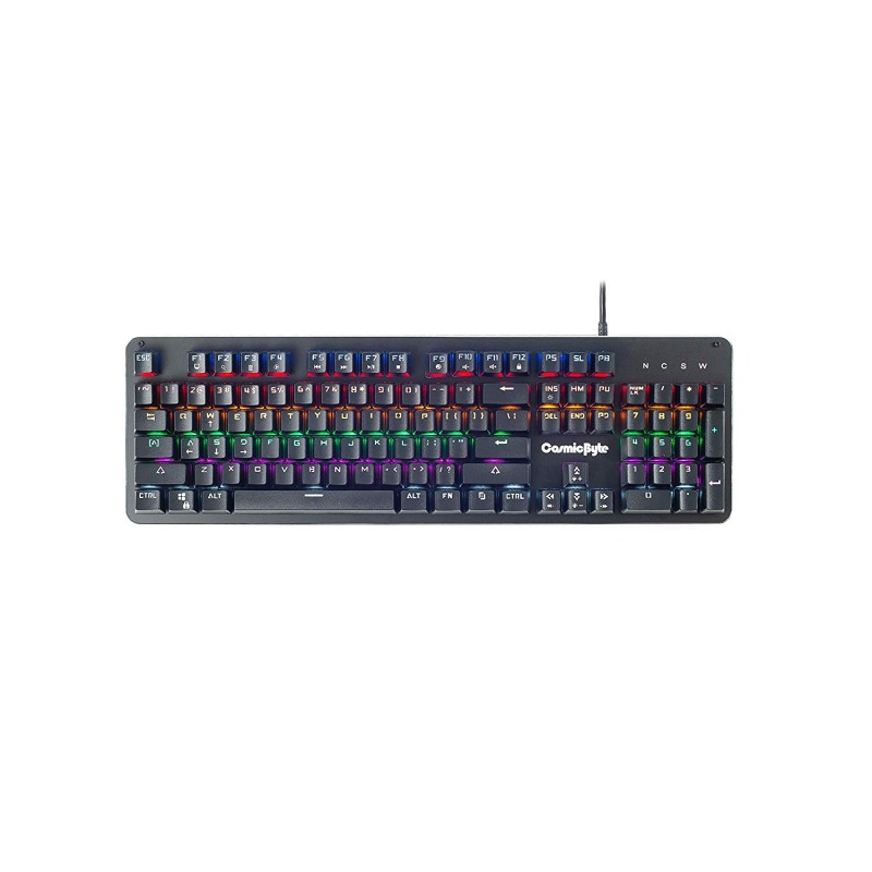 Cosmic Byte CB-GK-12 Neon Rainbow Backlit Mechanical Keyboard with Blue Switch (Black) 